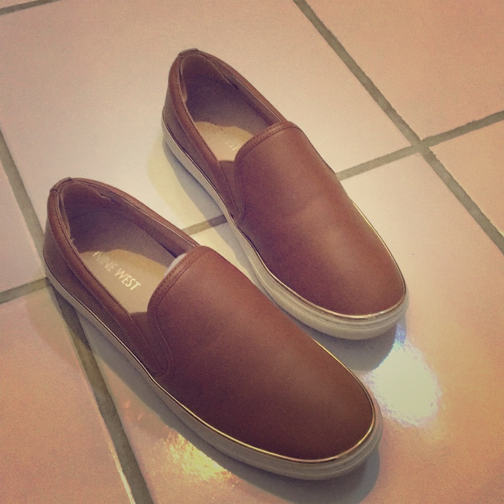 Tan Nine West flats, worn once